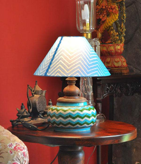 Turquoise and White Table lamp01 (Without Lampshade)
